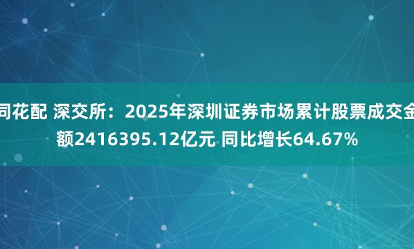 同花配 深交所：2025年深圳证券市场累计股票成交金额2416395.12亿元 同比增长64.67%