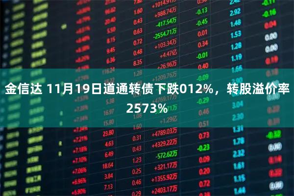 金信达 11月19日道通转债下跌012%，转股溢价率2573%